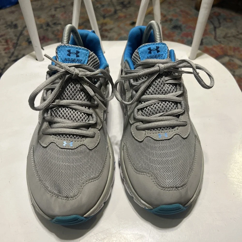 Under Armour Charged Assert 10 Sneakers Girls 6.5Y Grey‎ Paint Splatter Low Top